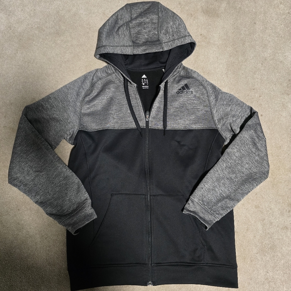 Adidas Climawarm Gray and Black Hoodie Mens Medium